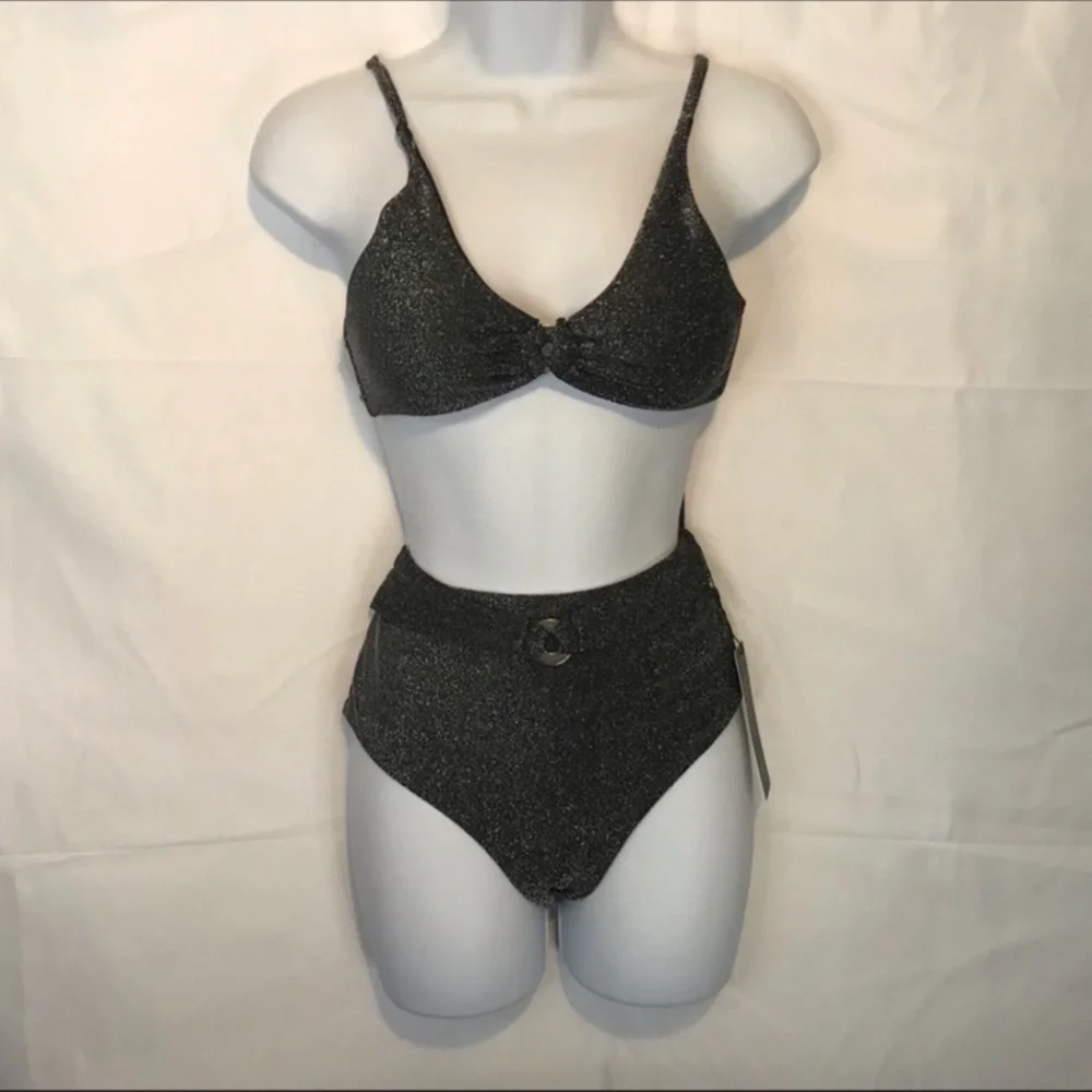 Bebe bikini swimsuit metallic shimmer NWT